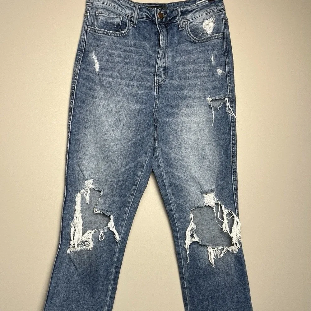 Ultra High Rise Straight Distressed Y2K Jeans Flying Monkey Womens Size 28 - Picture 1 of 12